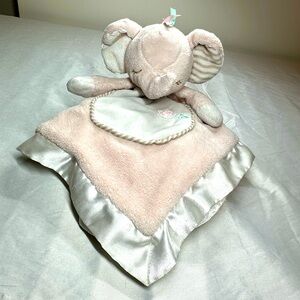 Douglas Baby Cuddle Elephant Security Baby Blanket Lovey Plush Pink Satin Cream